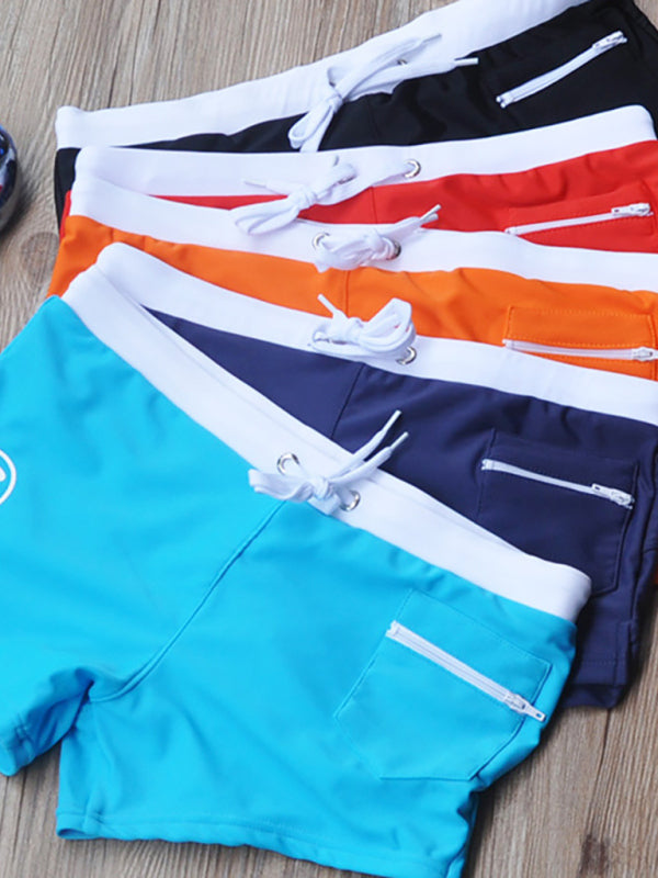 Men’s Fashion Fit Front Stripe Pocket Quick Dry Nylon Hot Spring Swim Shorts