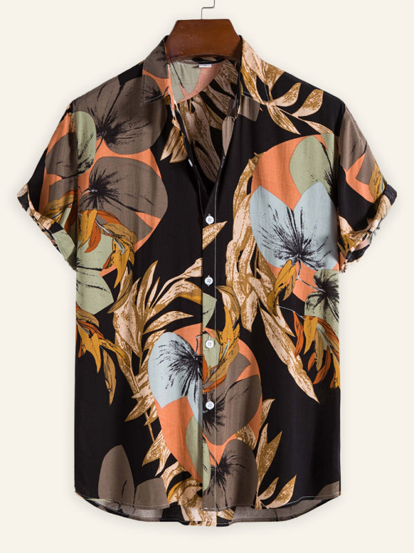 Men’s Fashion Trend Casual Cotton Printed Short Sleeve Shirt - Pattern3 / S