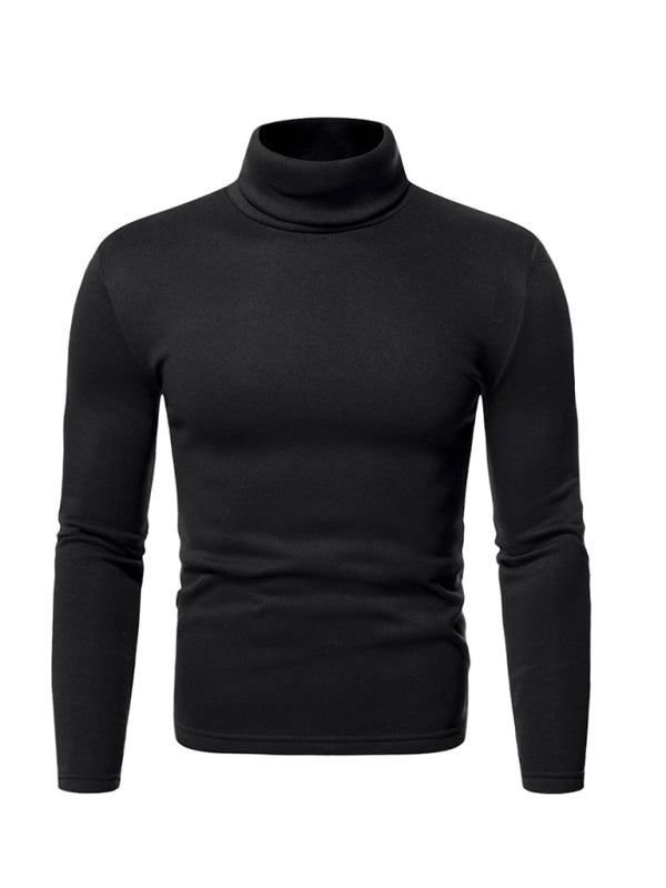 Men’s fleece pullover turtleneck knitted top - Black / S