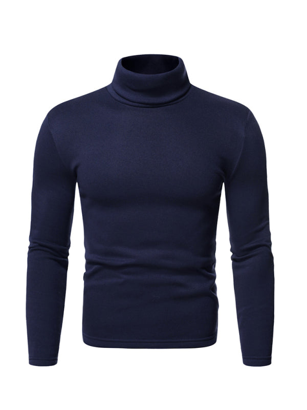 Men’s fleece pullover turtleneck knitted top - Blue / S
