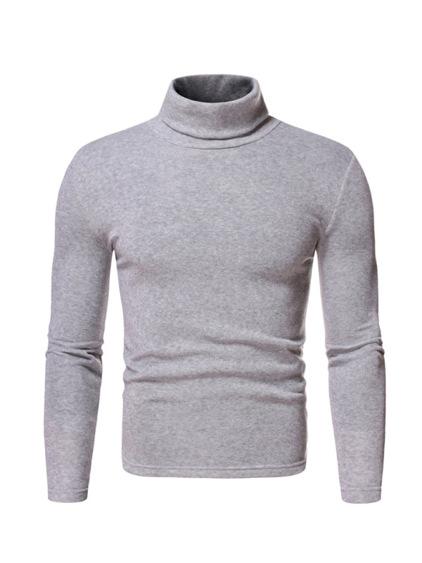 Men’s fleece pullover turtleneck knitted top - Grey / S