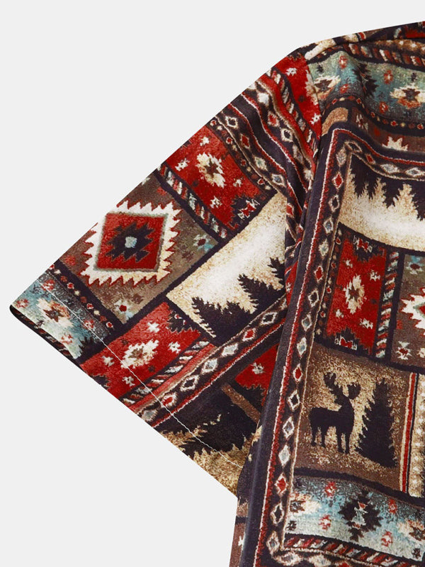 Men’s Floral Print Design Sleeve Beach Vacation Shirt