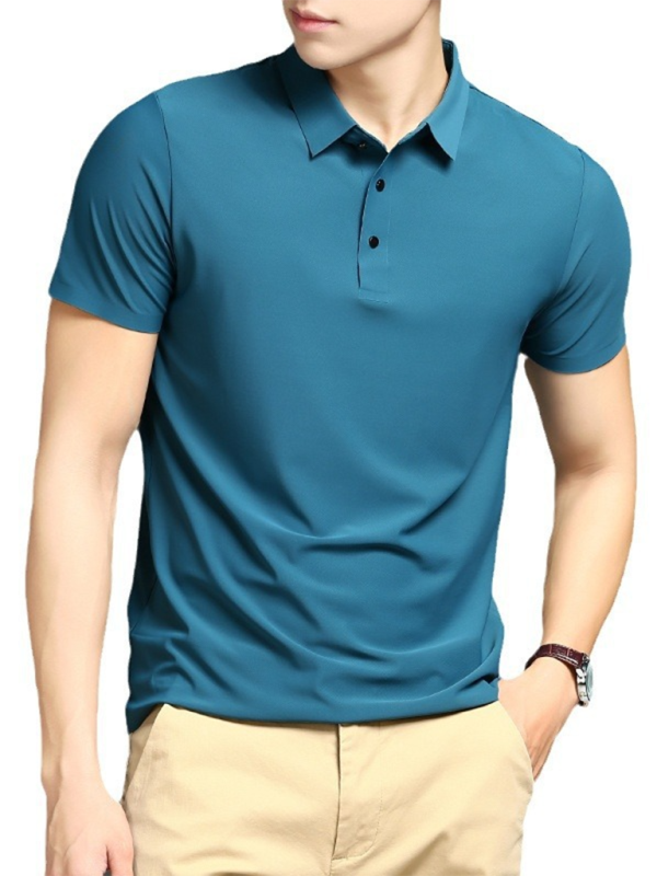 Men’s high elastic non-marking ice silk lapel short-sleeved quick-drying polo shirt