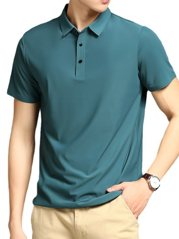 Men’s high elastic non-marking ice silk lapel short-sleeved quick-drying polo shirt