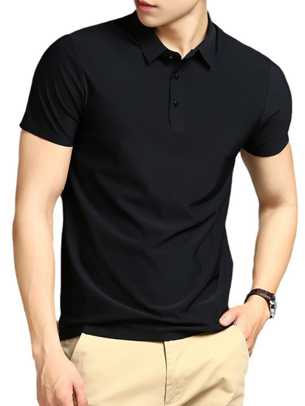 Men’s high elastic non-marking ice silk lapel short-sleeved quick-drying polo shirt