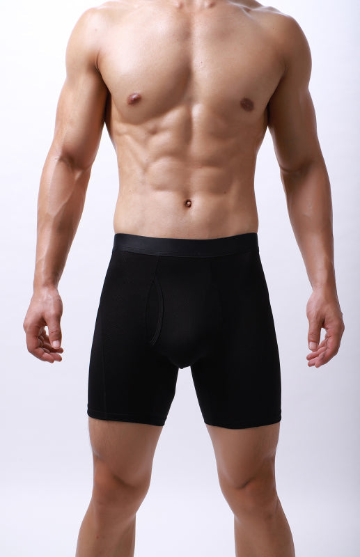 Men’s High Elasticity Simple Style Knit Polyester Underwear Loungewear - Black / S