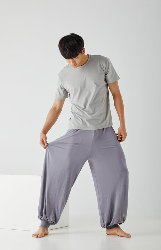 Men’s home pants modal thin style loose and comfortable wide leg pants home clothes - Grey / S