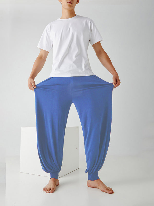 Men’s home pants modal thin style loose and comfortable wide leg pants home clothes - Blue / S