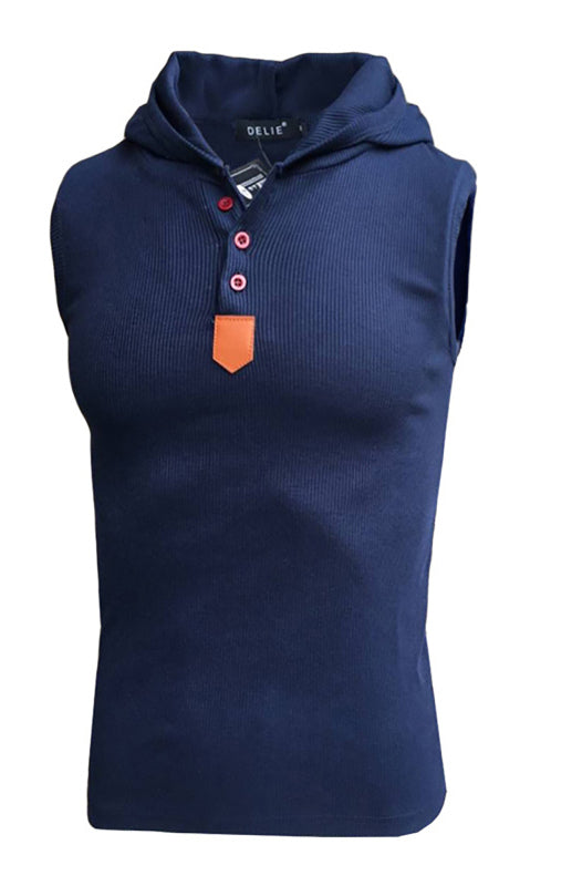 Men’s Leisure Hooded Knit Sleeveless Vest - Blue / M