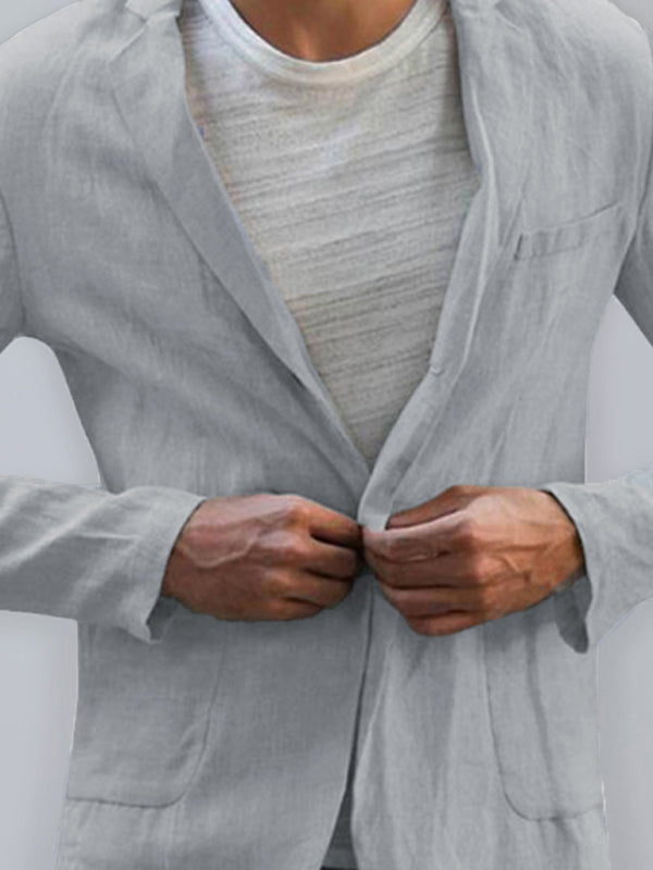 Men’s Linen Cotton Loose Comfortable Solid Color Boutique Thin Casual Blazer