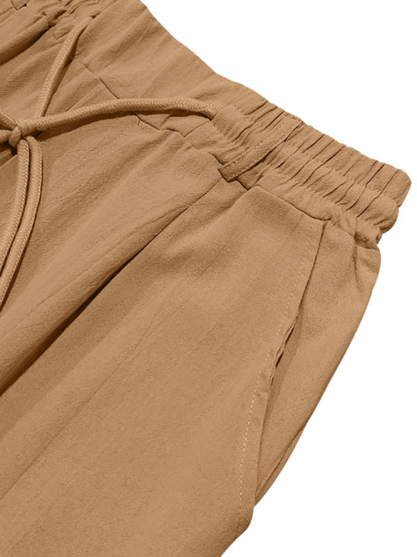 Men’s Loose Casual Relaxed Straight Linen Naples Gurga Breathable Trousers