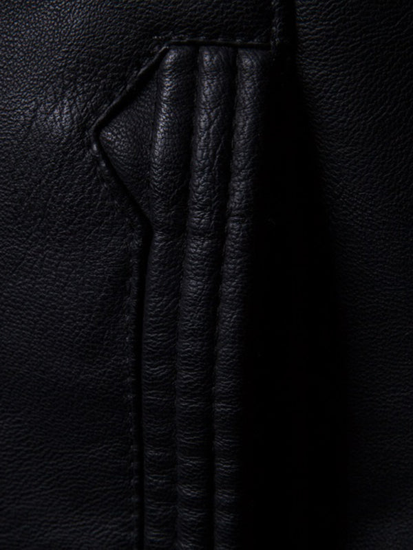 Men’s motorcycle zipper stand collar leather jacket