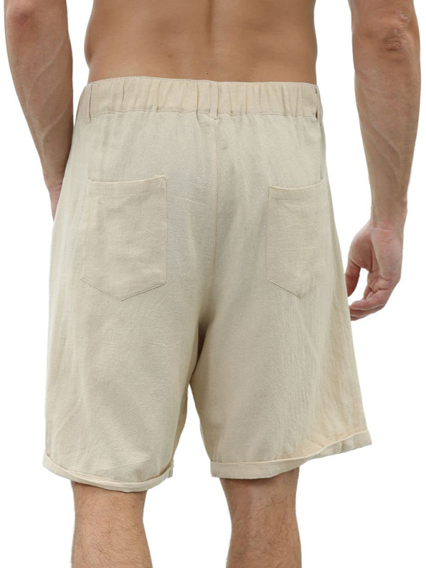 Men’s new casual beach shorts with buttons and elastic waist
