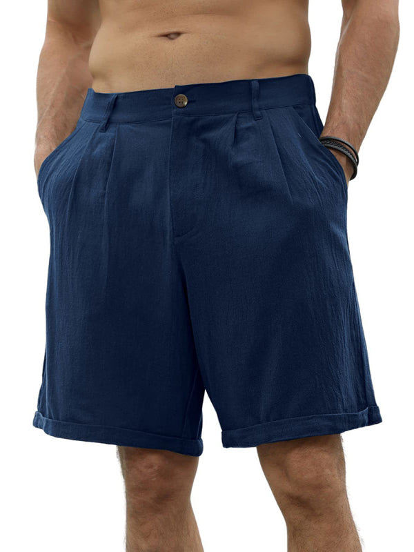 Men’s new casual beach shorts with buttons and elastic waist - Champlain color / S