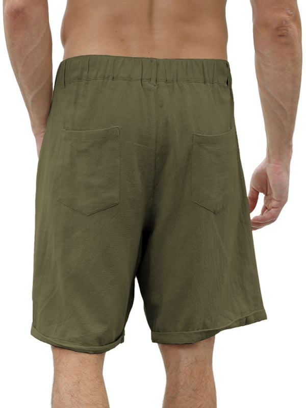 Men’s new casual beach shorts with buttons and elastic waist