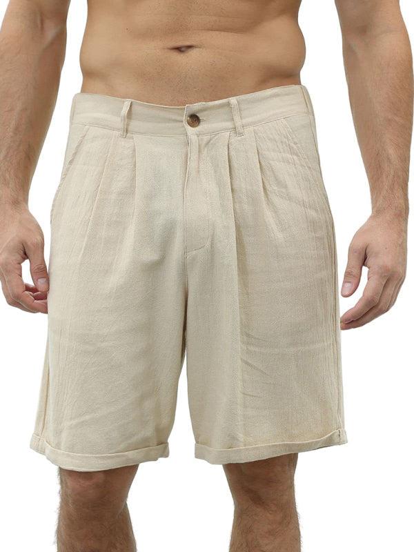 Men’s new casual beach shorts with buttons and elastic waist