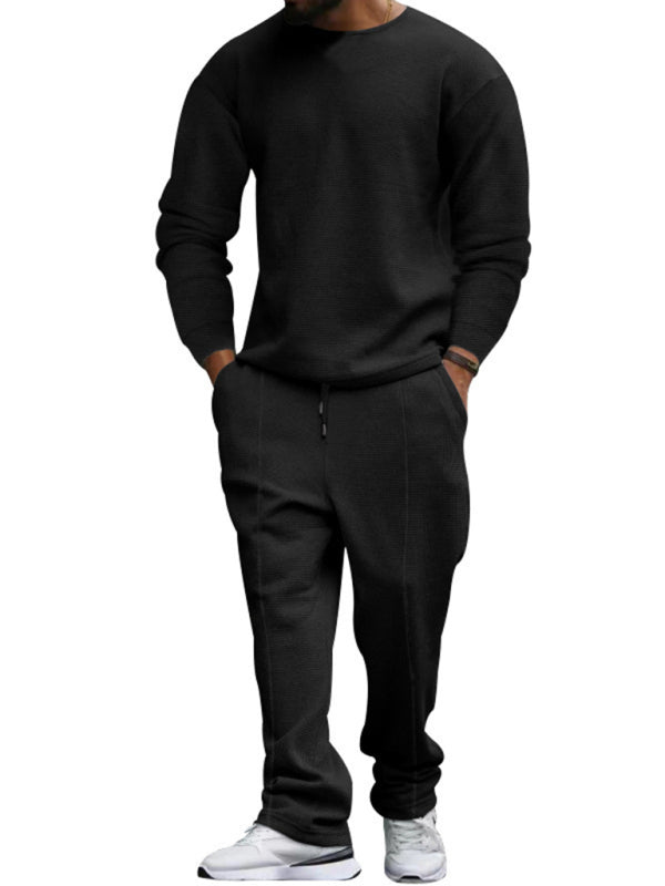 Men’s new long-sleeved trousers round-neck casual suit