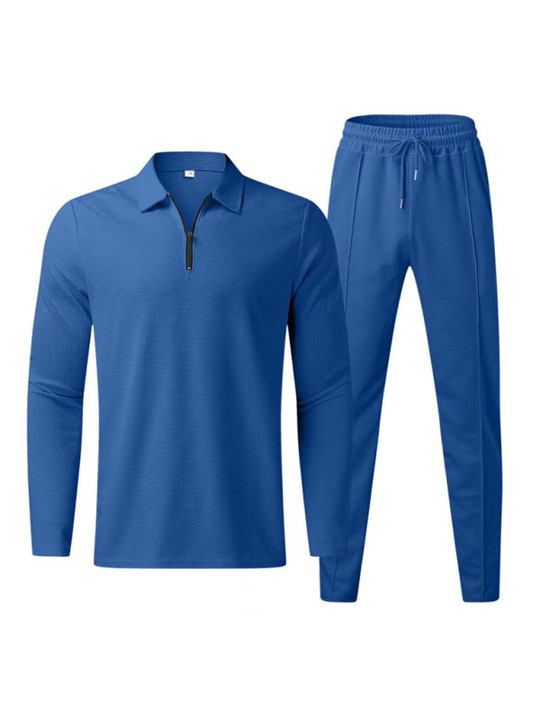 Men’s new loose thin plaid long sleeve suit - Royal blue / M