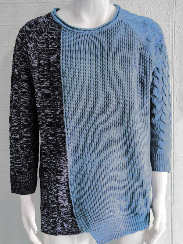 Men’s new round neck long sleeve knitted slim sweater