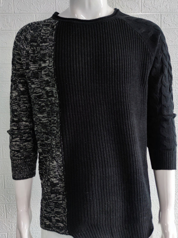 Men’s new round neck long sleeve knitted slim sweater