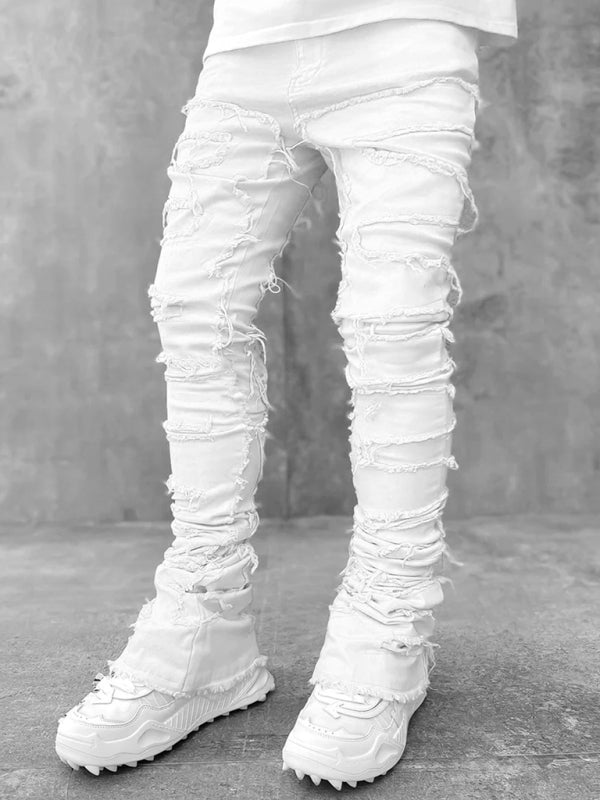 Men’s new stretch patch denim straight pants