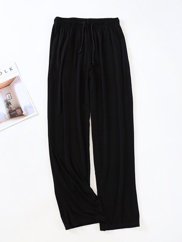 Men’s pajamas modal home pants pants pants thin loose elastic home pants - Black / L