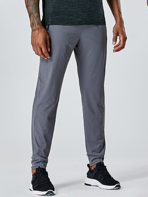 Men’s Quick-Dry Fitness Elastic Zipper Pants - Grey / M