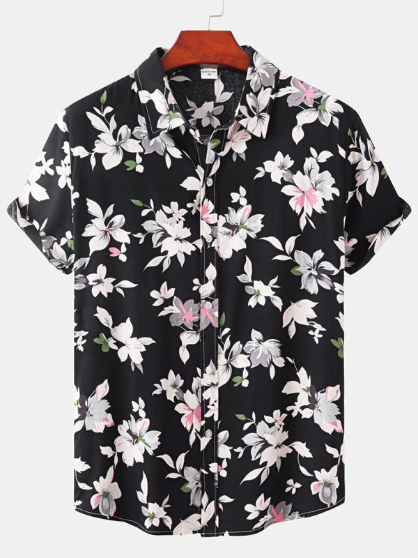 Men’s Short Sleeve European Size Shirt Beach Wind Vacation Wind Hawaiian Shirt - Pattern6 / M