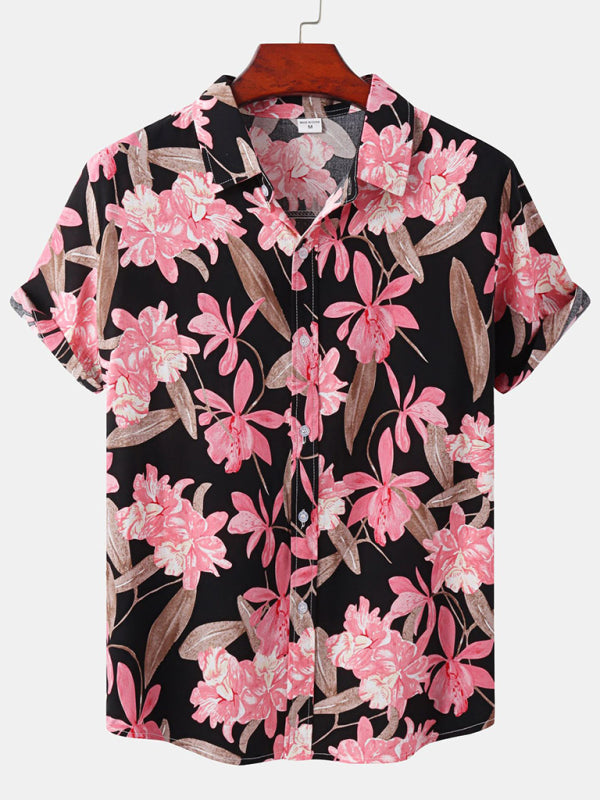Men’s Short Sleeve European Size Shirt Beach Wind Vacation Wind Hawaiian Shirt - Pattern5 / M