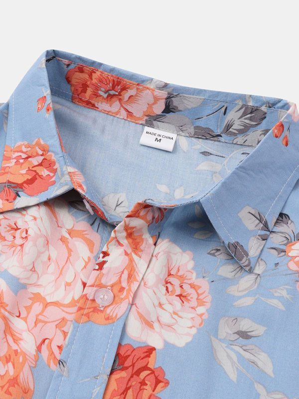 Men’s Short Sleeve European Size Shirt Beach Wind Vacation Wind Hawaiian Shirt