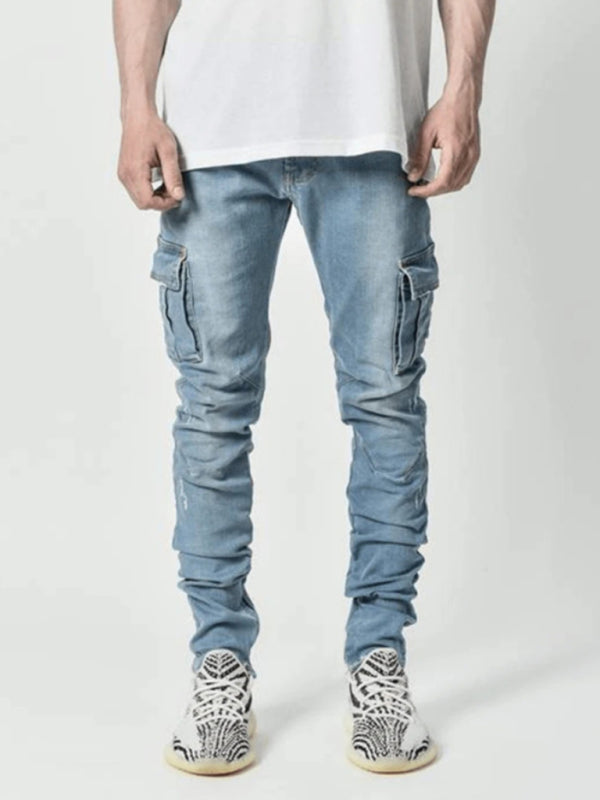 Men’s Side Pocket Skinny Jeans For Men - Blue / S