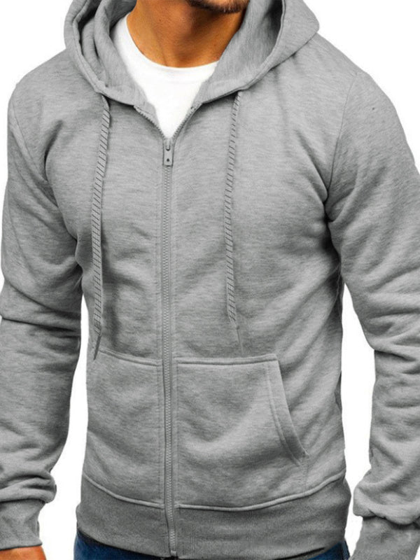 Men’s Solid Color Basic Zipper Hoodie