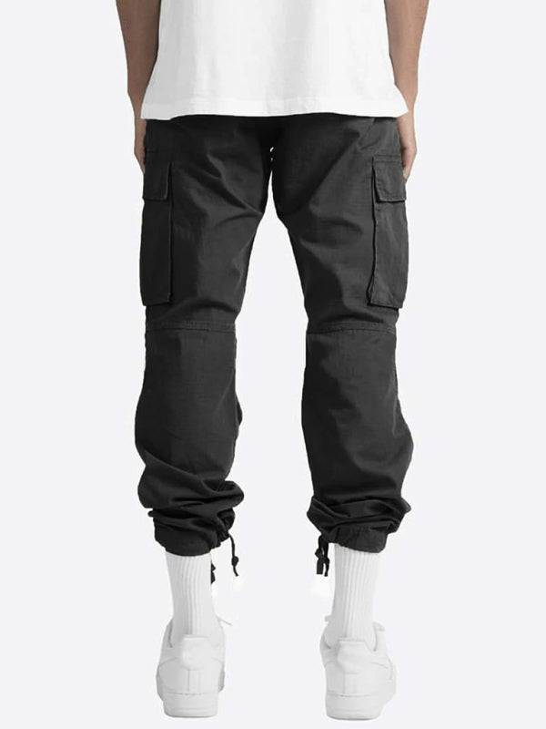 Men’s Solid Color Cargo Pocket Casual Trousers