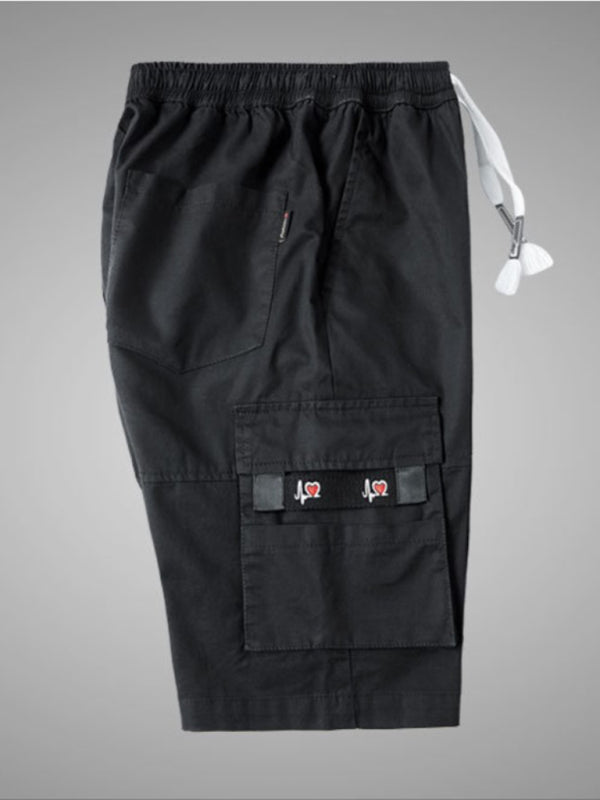 Men’s Solid Color Casual Multi-Pocket Cargo Shorts