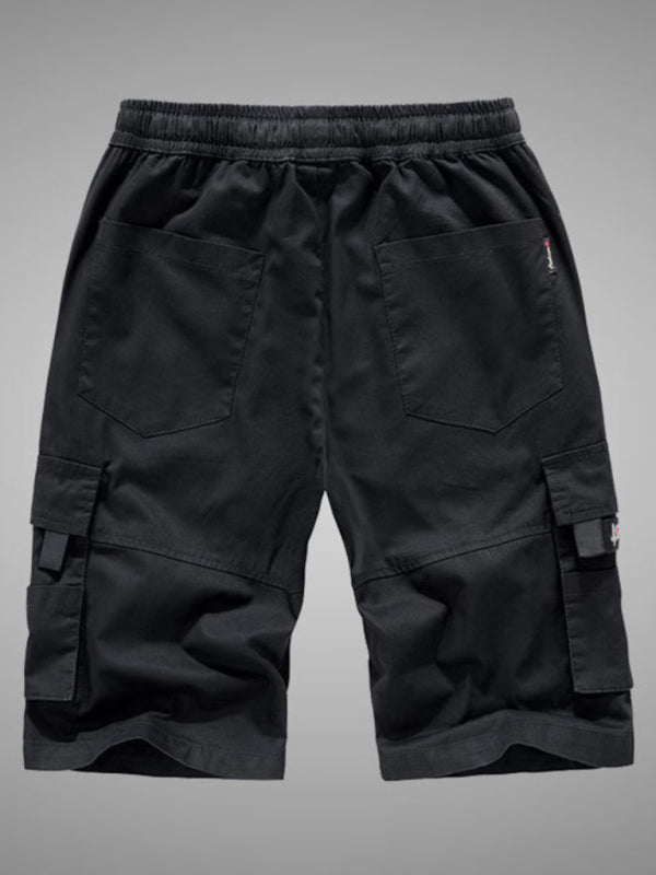 Men’s Solid Color Casual Multi-Pocket Cargo Shorts