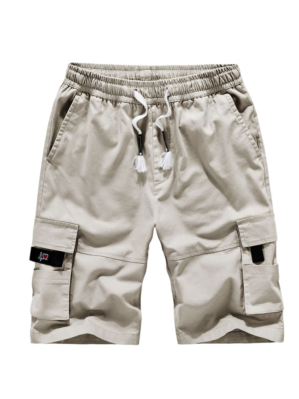Men’s Solid Color Casual Multi-Pocket Cargo Shorts - White / M