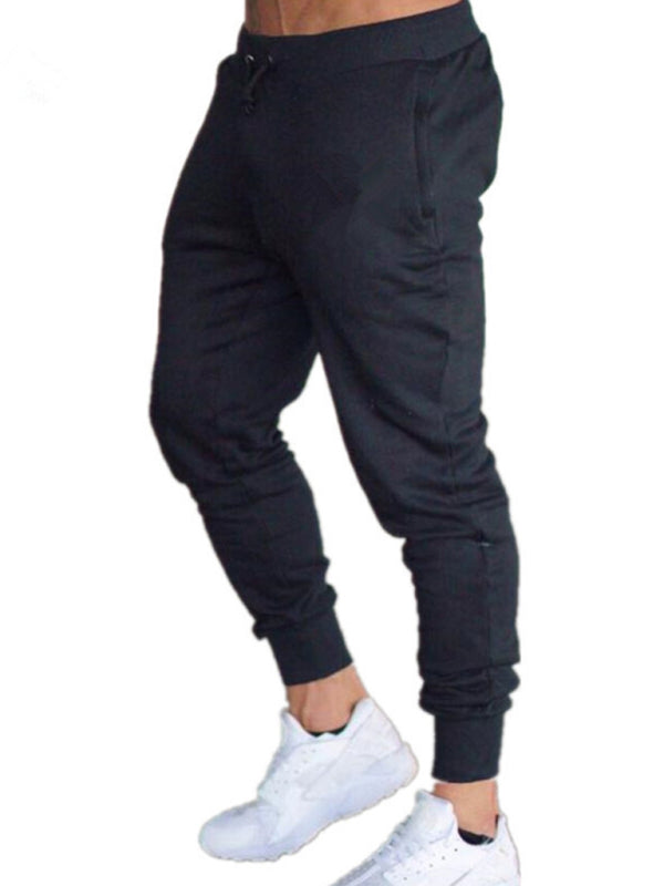 Men’s Solid Color Loose Elastic Sweatpants - Black / S