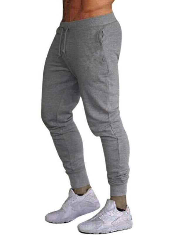 Men’s Solid Color Loose Elastic Sweatpants - Charcoal grey / S