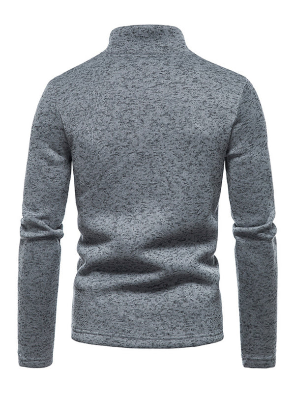 Men’s solid color turtleneck zipper long sleeve sweatshirt