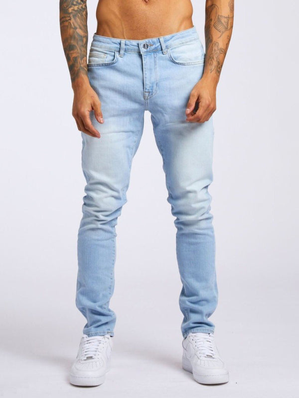Men’s solid slim fit basic skinny jeans - Blue / 28