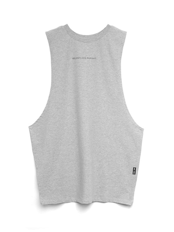 Men’s sports trendy brand loose big slit solid color sleeveless quick-drying vest