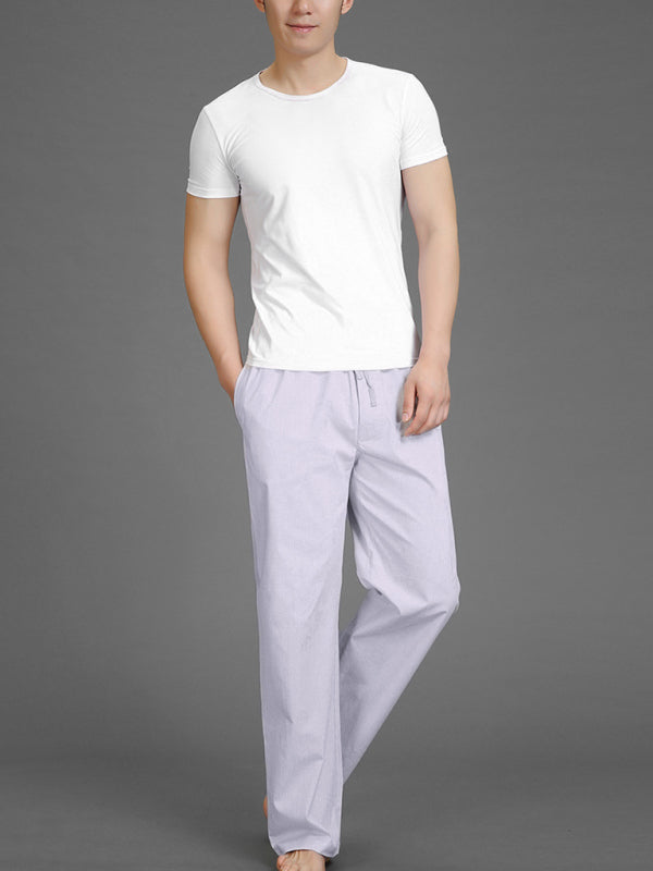 Men’s spring summer and autumn thin cotton casual pants - Cream / S