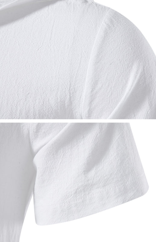 Men’s Spring/Summer Fashion Solid Color Hooded Short Sleeve T-Shirt Top
