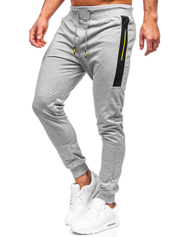 Men’s Sweatpants Contrasting Color Pocket Straight Casual Pants