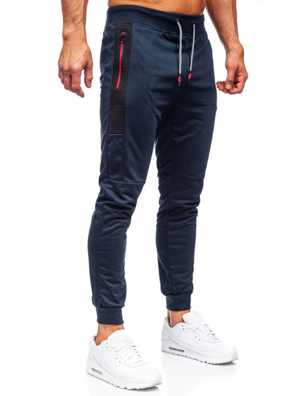 Men’s Sweatpants Contrasting Color Pocket Straight Casual Pants