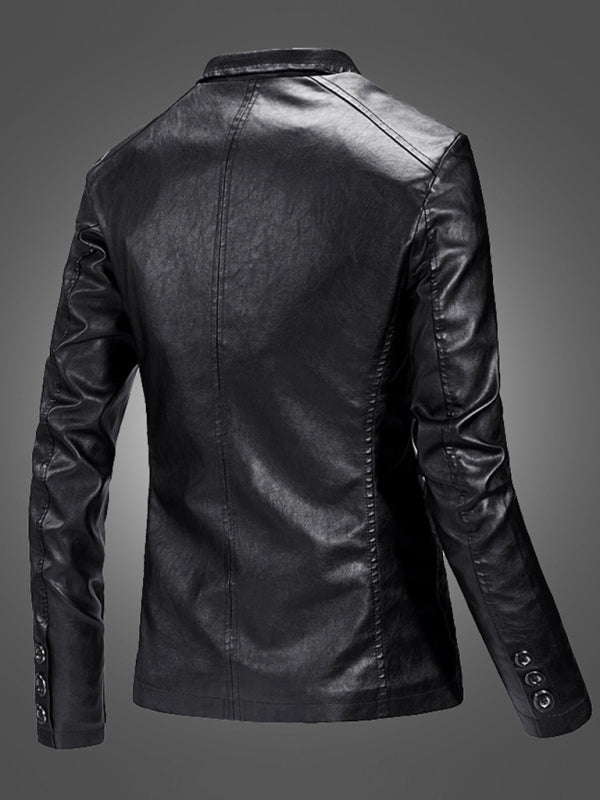 Men’s Warm Casual Slim Leather Leather Suit