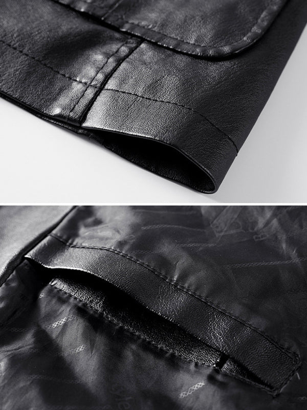 Men’s Warm Casual Slim Leather Leather Suit