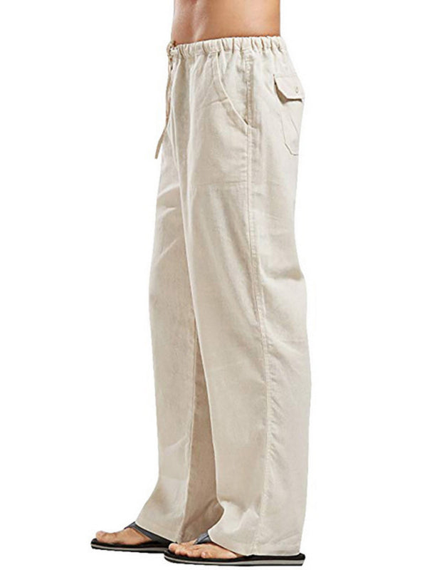 Men’s woven all-match linen casual trousers
