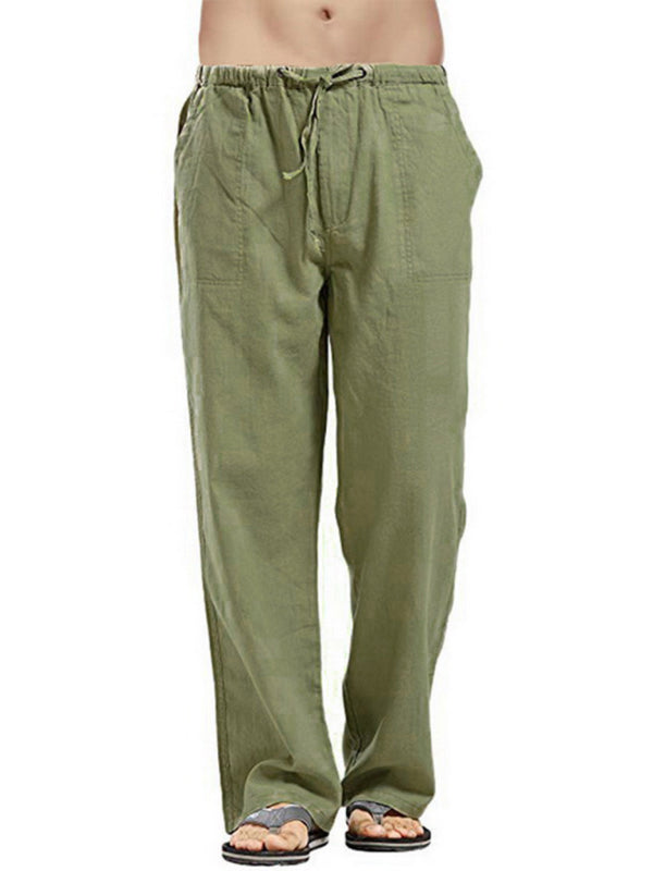 Men’s woven all-match linen casual trousers