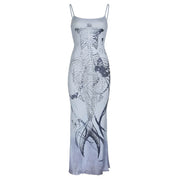 MERMAID SKELETON MAXI DRESS SKELETON PRINT GOWN